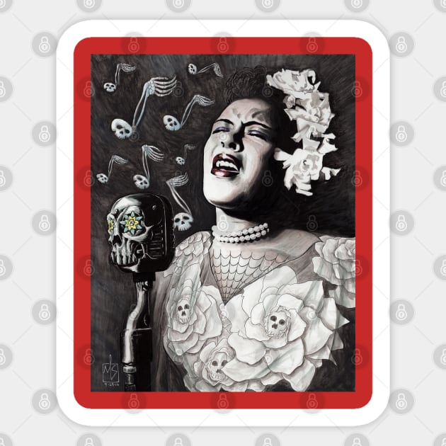 Billie Holiday of the Dead Sticker by mikeskki